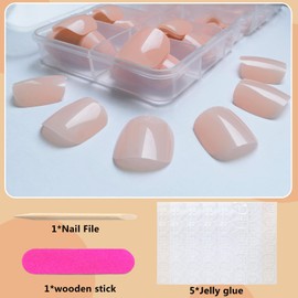 EternalClassic Press on Toenails, 240pcs Light Pink Toe Nails Press ons Short Square Glossy Acrylic Fake Toenails for Women