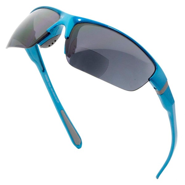 VITENZI Bifocal Sunglasses for Men and Women Sport Wrap Around Reading Sun Tinted Glasses with Readers - Rome in Blue 1.50