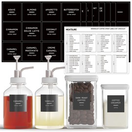 Neatsure 89 Coffee Syrup Labels for Coffee Bar Accessories, Minimalist Preprinted Coffee Stickers for Coffee Station, Essentials for Syrup Bottle & Dispenser Organization