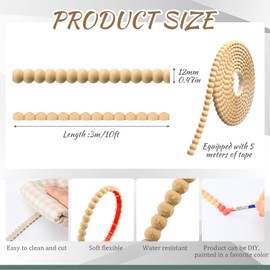 Leinuosen Flexible Molding Trim Peel and Stick for Walls 10ft Decorative Bead Pearl DIY Wall Trim for Bathroom Mirror Frame Border Backsplash Ceiling Cabinet TV Wall Edge(Wood,10ft /12 mm)