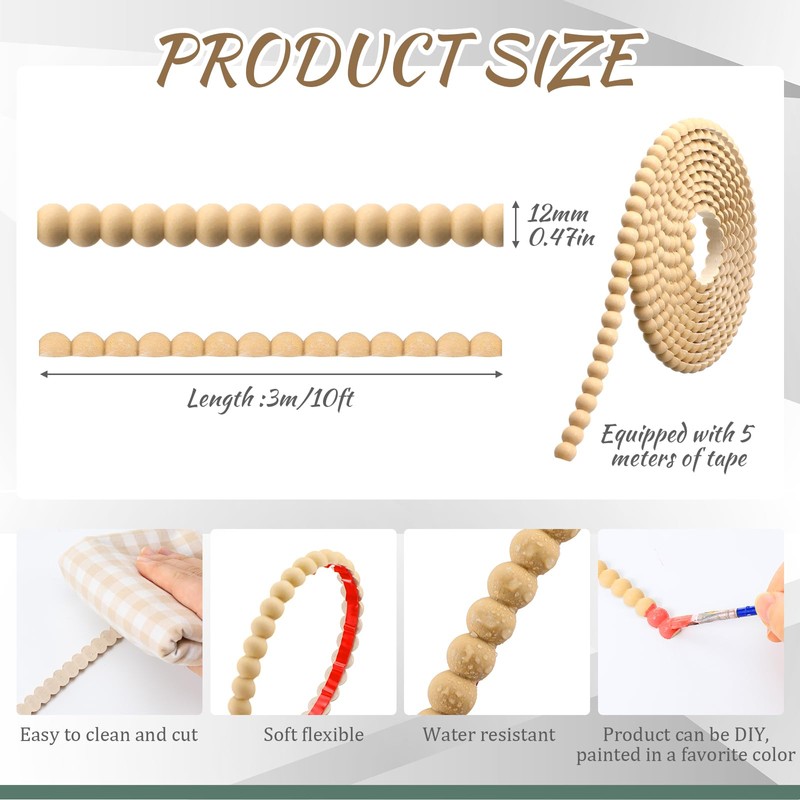 Leinuosen Flexible Molding Trim Peel and Stick for Walls 10ft