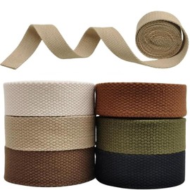 1 Inch Cotton Webbing Strap (5 Yards X 6 Color) High Density Webbing Plain Weave Straps for Bag Handles Great for Pet Projects Crafts