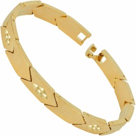 LIFETIME JEWELRY Polished Arrow Bar Link Bracelets for Women and Men 24k Gold Plated (8, 8mm)