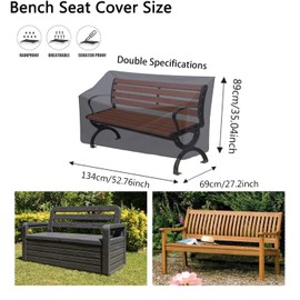 LMSAWK 2 Sitze Schutzhülle für Bank Gartenmöbel, Abdeckung für Gartenbank, Atmungsaktiv Gartenmöbel Sitzbankhülle, Wasserdichtes Oxford-Gewebe, für Gartenmöbel Balkon Terrasse, 134 * 69 * 89cm