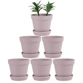 Terra Cotta Pots with Saucer- 6-Pack Large Terracotta Pot Clay Pots 5.5'' Clay Ceramic Pottery Planter Cactus Flower Pots Succulent Pot with Drainage Hole- for Plants,Crafts terra cotta planter(Pink)