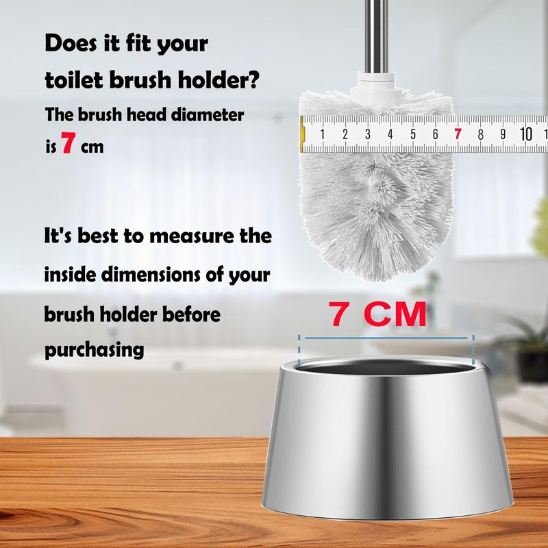 WAVEWO Stainless Steel Toilet Brush Set - 3 x Interchangeable