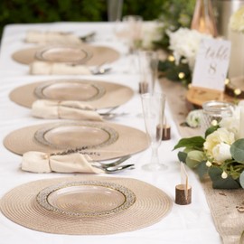 MATANA 40 Premium Clear Plastic Dessert Plates with Gold Rim - 19cm / 7 Inch - Elegant & Reusable Small Side Plates, Starter Plates for Weddings, Birthdays, Picnic, Parties