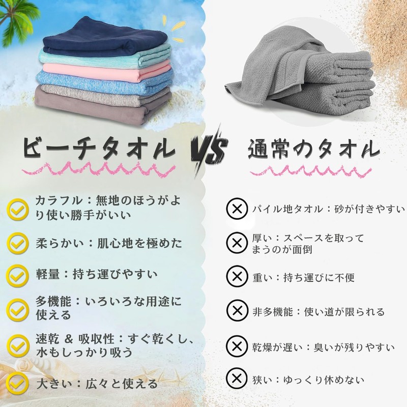 Quick Drying, Beach Towel, Beach Mat, Bath Towel, 31.5 x