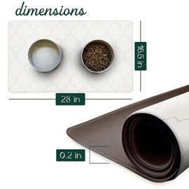CROXTON & CO. Dog Mat for Food Bowl, Dish, Water Bowls | Stainproof, Washable & 100% Waterproof, Non-Slip Food Placemat for Pets | Faux Leather | Easy to Clean | Size: 16.5” x 28”