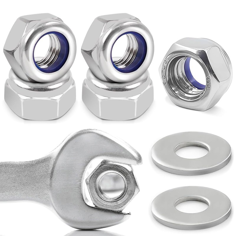 M10 Nuts, 40 Pieces Standard A2 V2A Self Locking Nuts,