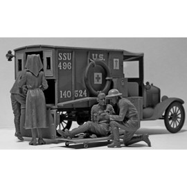 ICM ICM35662 35662 Kit Model T 1917 Ambulance with US Medical Personnel 1:35 Pers, Black