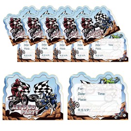 20 PCS Dirt Bike Birthday Invitations for Boys.Motorcycle Birthday Party Supplies,Birthday Invitations for Boys