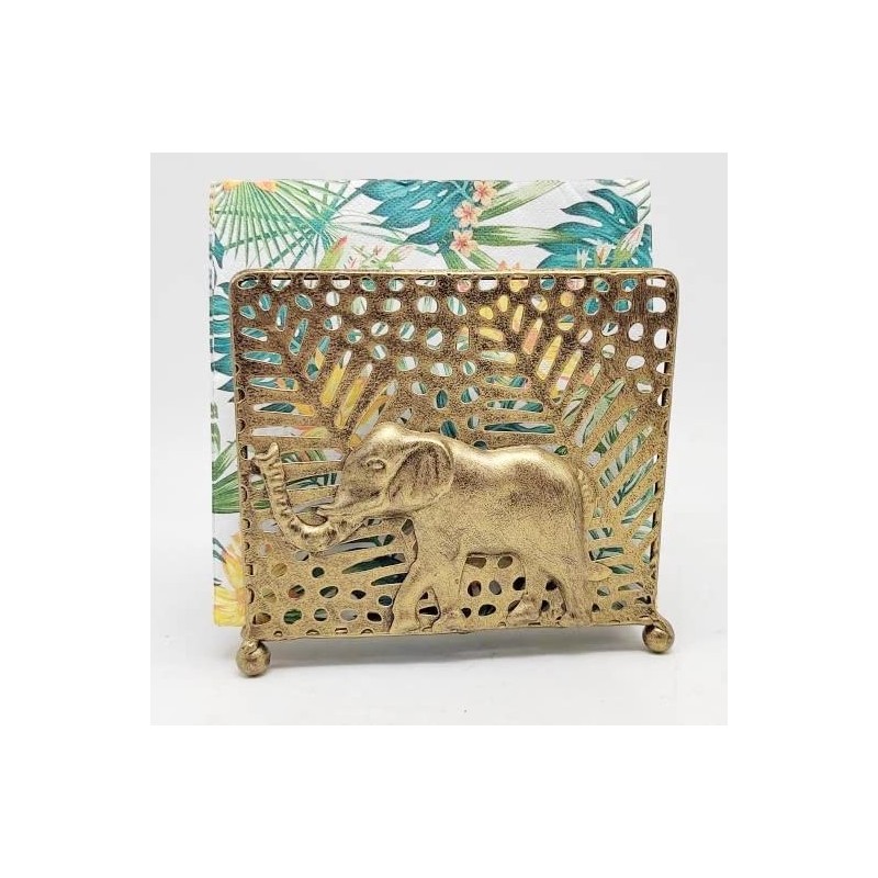 Chez Juju Bronze Elephant Tabletop Napkin Holder | Metal Freestanding
