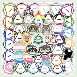 Pack of 50 Therian Stickers, Vinyl Cartoon Stickers for Car, Animal Line Stickers for Skateboard, Laptop, Luggage, Waterproof Therian Stickers Set, DIY Aesthetic Stickers for Children and Adults