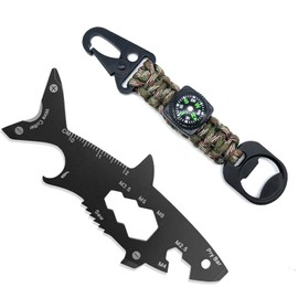 Ledeak 15 in 1 Multi Tool EDC Pocket Multitool Portable Stainless Steel Outdoor Survival Tool Gadgets Saw Screwdriver Wire Cutter Bottle Opener with Paracord Carabiner Keychain for Camping Hiking