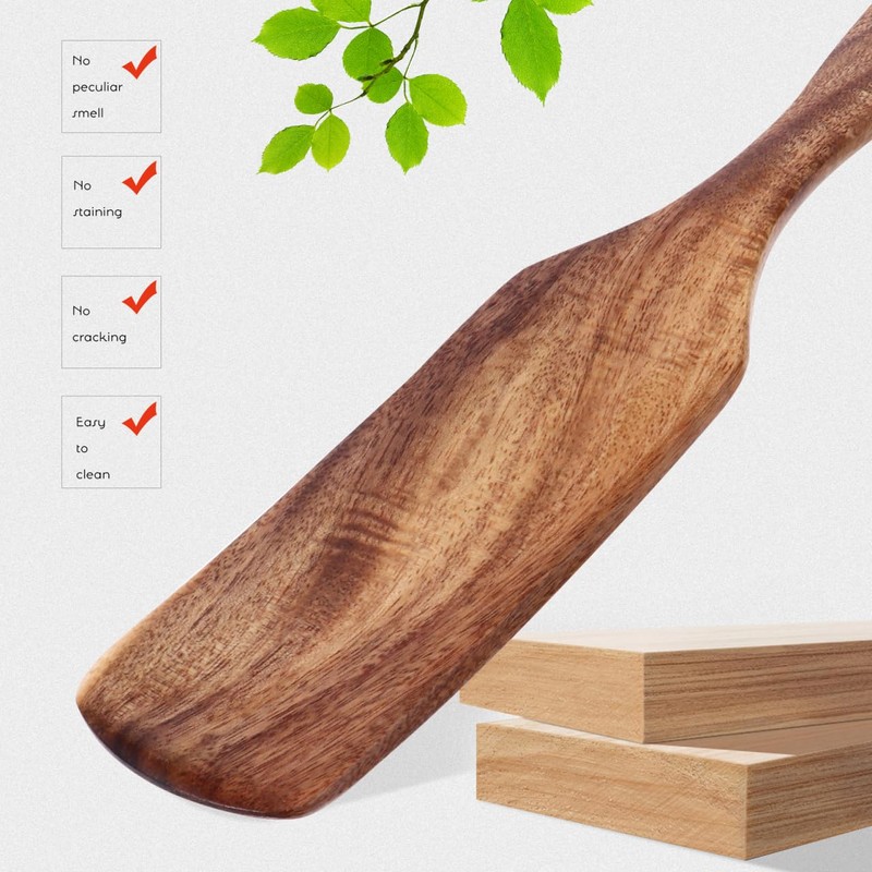 VICASKY Long Handle Wood Spatula Crepe Batter Spreader Kitchen Cooking