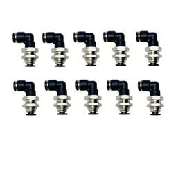 VETLEY PNEUMATIC Bulkhead Union Elbow Push To Connect Fitting 1/4 Inch x 1/4 Inch Tube OD, 90 Degree Pneumatic Tube Connector PLM1/4(Pack of 10)