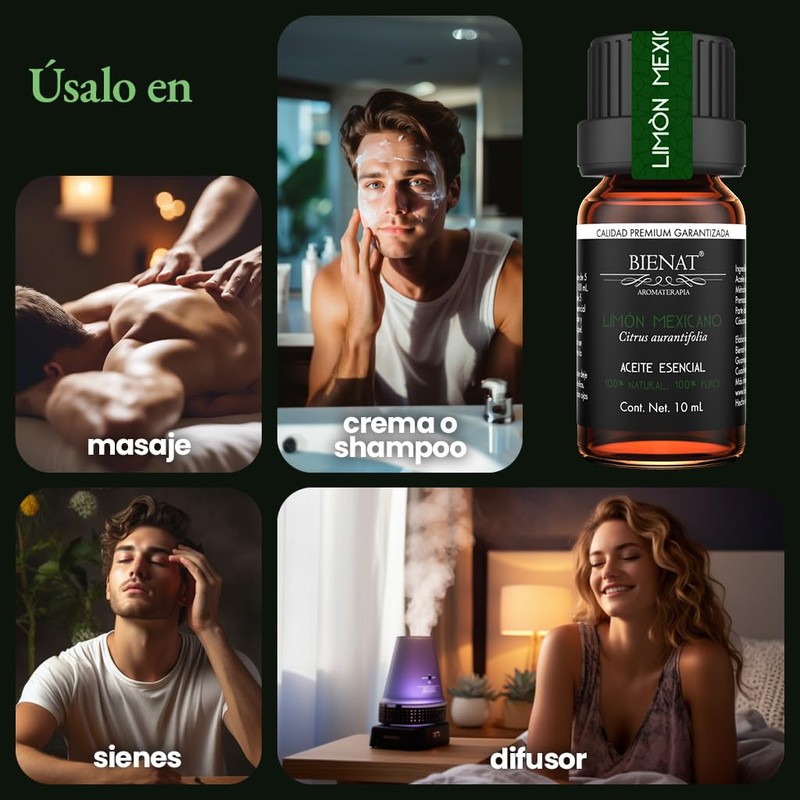 BIENAT AROMATERAPIA Aceite Esencial de Limón Mexicano 10mL