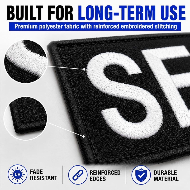 Mtgluk Security Patches 2 Pack, Hook and Loop Embroidered Patches,