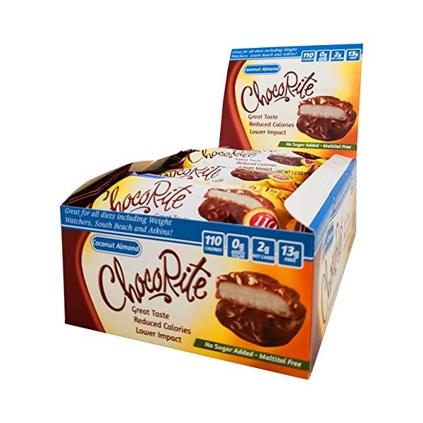 HealthSmart Chocorite Coconut Almond 16 Pack No Sugar Added Gluten Free Kosher