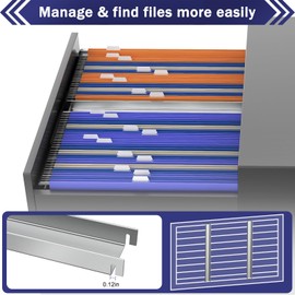 FOROIRON 6 Pcs Stainless Steel Lateral Front to Back File Bar, Hanging File Cabinet Rail, File Cabinet Organizer Part File Drawer Rail for Sides Letter Size Folders Storage Organizer 15.74 Inch Long