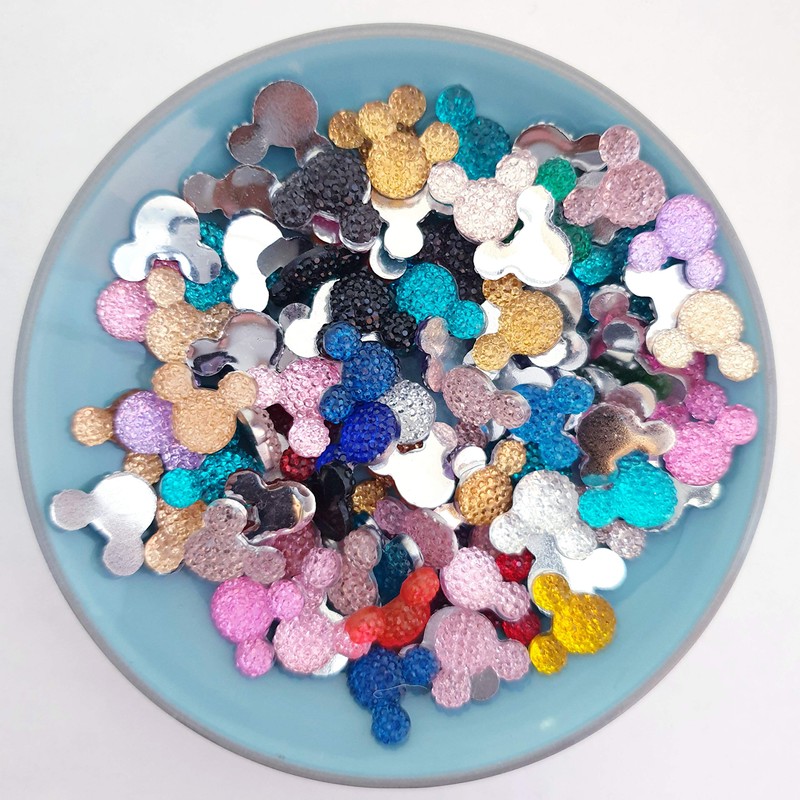 MajorCrafts® 50pcs Mixed Colours 14mm Flat Back Kawaii Resin Mouse