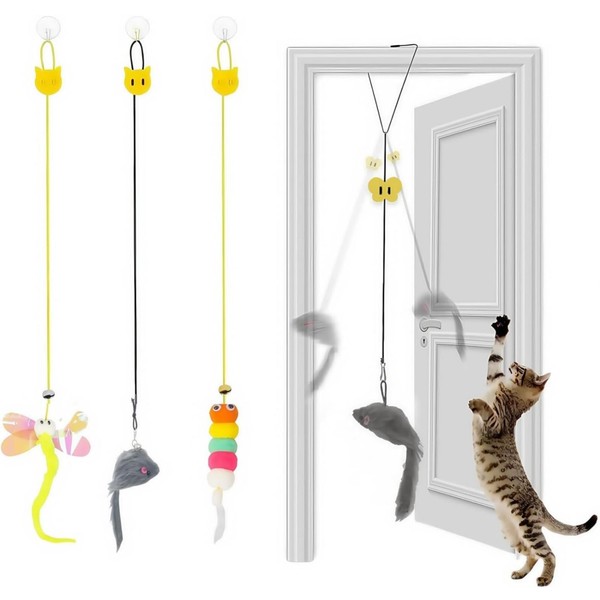 3PCS Door Hanging Cat Toy,Cat Toys For Indoor Ca-Ts,Ca-T Butterfly