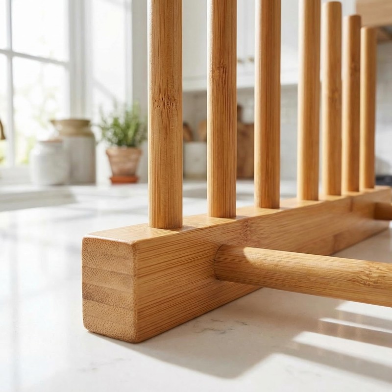 Jninexiu Bamboo Wooden Dish Racks for Kitchen Counter, Plate Organizer