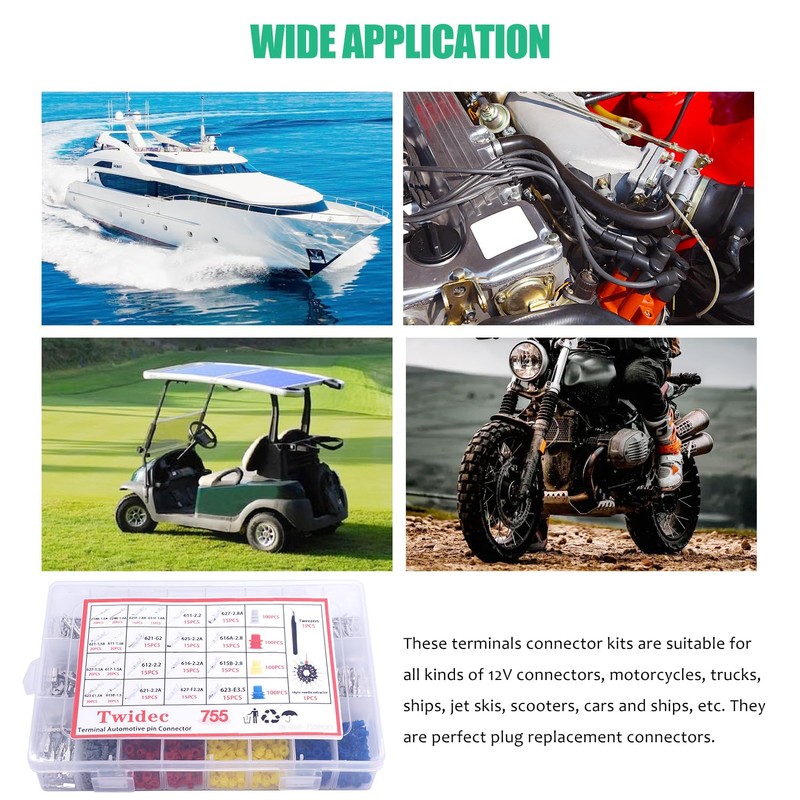 Twidec/755Pcs 21Type Car Electrical Wire Terminal 1/1.5/1.8/2.2/2.8/3.5mm Connector Pins Terminal