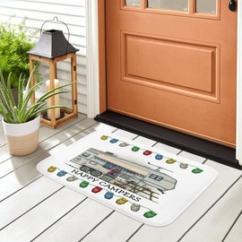 SPXUBZ Cute Rv Vintage Fifth Wheel Camper Travel Trailer Doormat Non Slip Entrance Rug Outdoor/Indoor Durable and Waterproof Machine Washable Door mat Size:18x30 inch