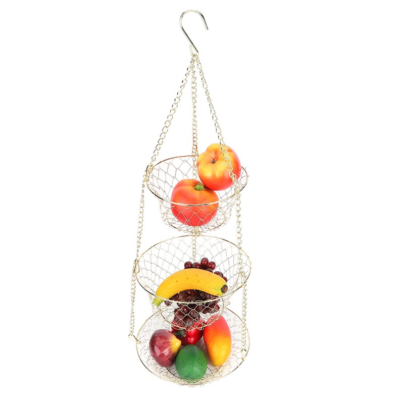 Multifunction 3 Tier Removable Hanging Fruit Baskets Vegetable Storage Organizer