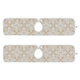 2 PCS Kitchen Sink Splash Guard 23.6 Inch Faucet Mat for Kitchen Sink Bathroom Sink Faucet Absorbing Drip Drain Mat Pad Microfiber Soft Washable Retro Beige