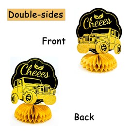 12 Pieces Roaring 1920's Party Honeycomb Centerpiece Decorations - Black and Gold Birthday Party Decor - Music Party Table Decoration for Birthday 1920s Vintage Flapper Wedding Party