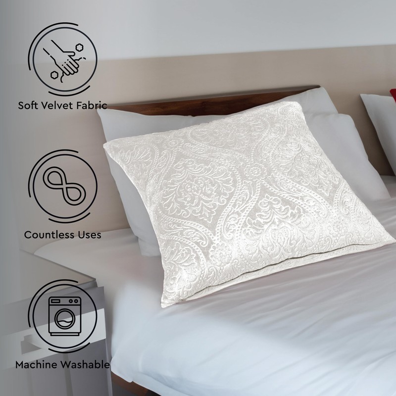 Encasa Luxury Embossed Velvet Cushion Covers - Plush Throw Pillow