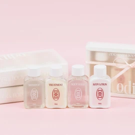 OdiD Hair & Body Travel Kit, Florist Garden Scent (Shampoo, Treatment, Body Lotion, Body Wash) Trial Set, Mini Size, Trial Set