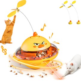 hooroor Cat Toy w/Interactive Laser, Spinning Feather & Butterfly Wand