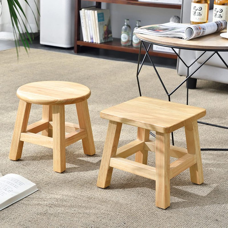 XDSTOOL Solid Wood Stool 10 inch Wooden Stool for Kids
