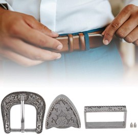Hebillas de Cinturón Occidental Juego de Hebillas de Cinturón de Vaquero Plateado Hebilla de Cinturón de Hombre Juego de Hebilla de Cinturón de Diamantes de Imitación Occidental para(30mm)