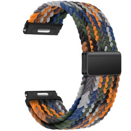 18mm 20mm 22mm Braided Nylon Watch Band Compatible with Vivoactive 6/5/3 Band, One Click Soft Nylon Breathable Sport Strap for Venu 3/3S/2/2S Men Women