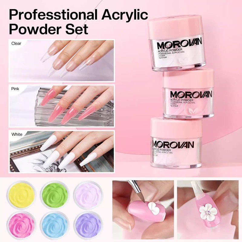 Morovan Decoracion Uñas Kit Completo Mini Lampara Esmaltes Brochas