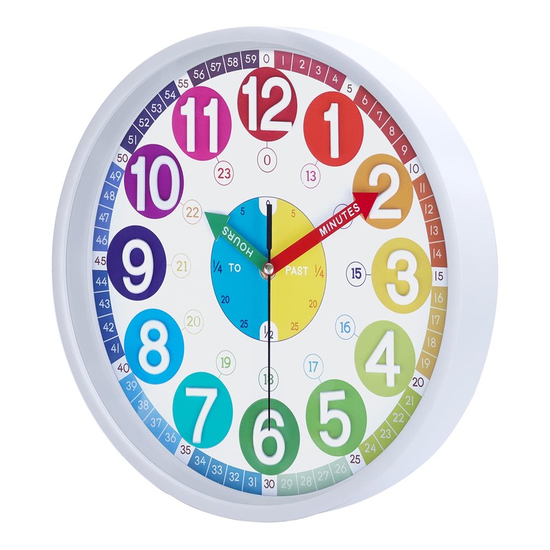 Lafocuse 12 Inch 3D Numbers Silent Colorful Kids Wall Clock