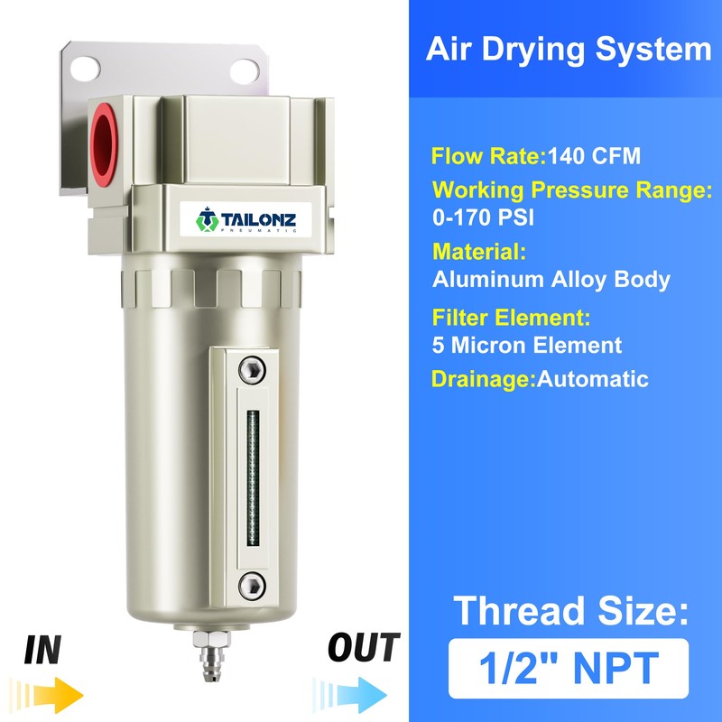 TAILONZ PNEUMATIC 1/2" NPT Industrial Grade Heavy Duty Particulate Air