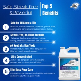 Black Diamond Stoneworks MARBLE & TILE FLOOR CLEANER. Great for Ceramic, Porcelain, Granite, Natural Stone, Vinyl and Brick. No-rinse Concentrate.(4-Gallons)