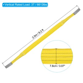 PATIKIL 3" x 8' Lift Strap, 1 Pack 6613lbs Lifting Slings Flat Eye to Eye, 2 Ply Polyester Webbing Lifting Moving Straps for Rigging Hoisting Gear, Yellow