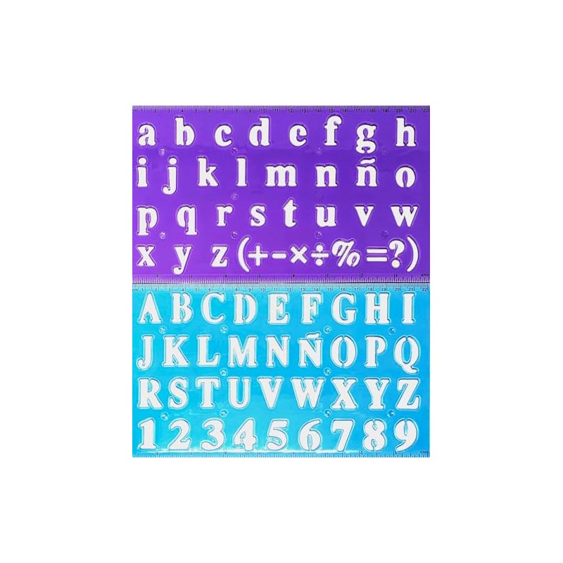 2 Alphabet Letter Number Stencils - Upper and Lower case
