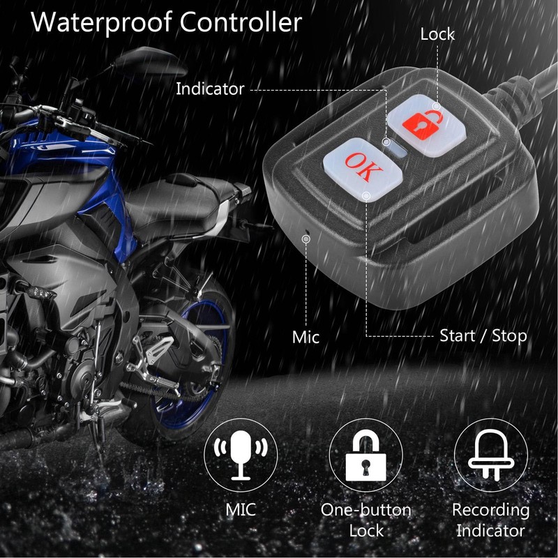 Motorcycle Camera Front and Rear, 1080P Dual Lens Motorcycle Dash