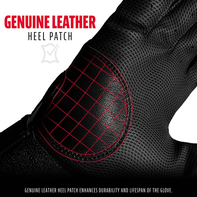 Franklin Sports 2nd-Skinz - Guantes de Bateo, Negro, Juvenil, Mediano