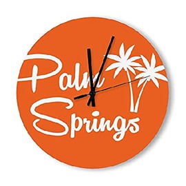 Palm Springs Mid Century Wall Clock Modern Chic Style Clocks Silent Round Wooden Wall Clock Battery Operated Decorative Hanging Clock for Office Home Decor Wedding Birthday Housewarming Gift
