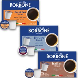 Caffe Borbone Variety Pack Coffee Pods (30 Count) – House, Breakfast & Italian Roast Blends for a Smooth, Bold & Balanced Brew – Single Serve Coffee Pods Compatible with K-Cup Brewers