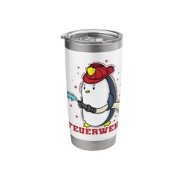 Fire Department Penguin with Helmet and Hose Stainless Steel Insulated Tumbler